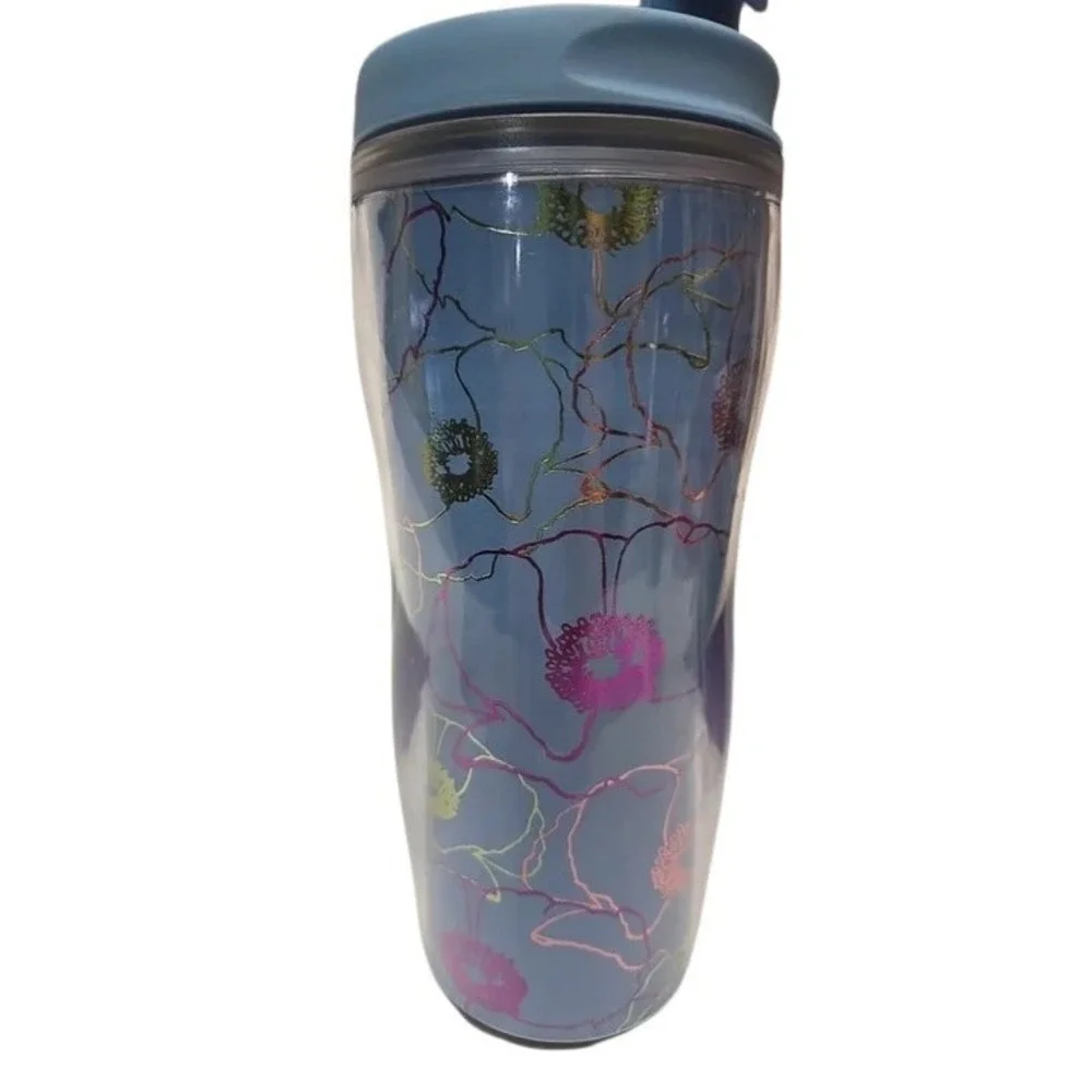 Lot‎ Of 2 Starbucks Travel Tumblers 2004 Blue Foil Poppy/2007-2008 Easter 16 oz